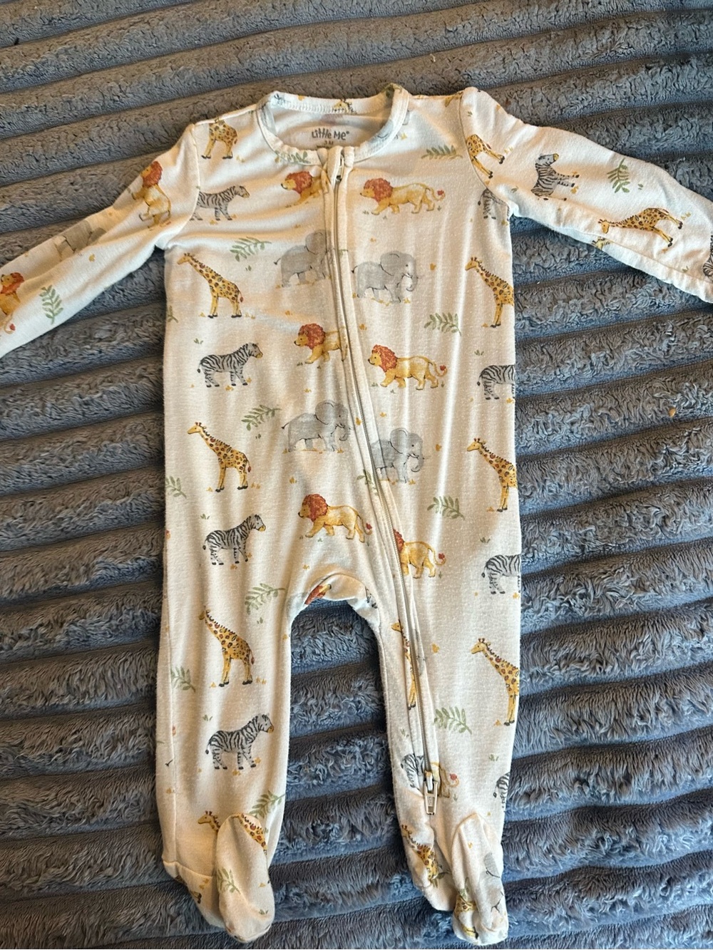 Little Me Safari Animal Print Pajama Top - Cream, Yellow, Gray